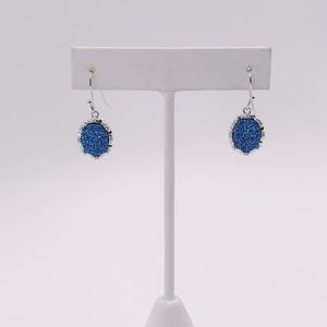 Druzy Quartz with CZ in Sterling Silver Earrings
